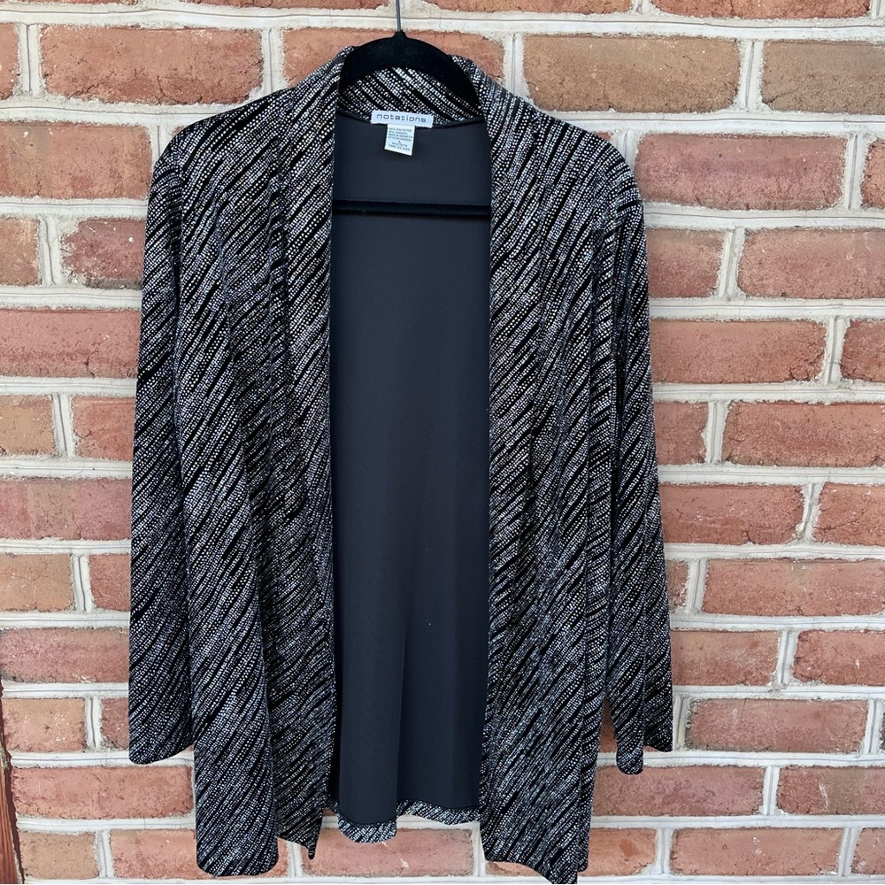 Black and silver Open front Cardigan sz L